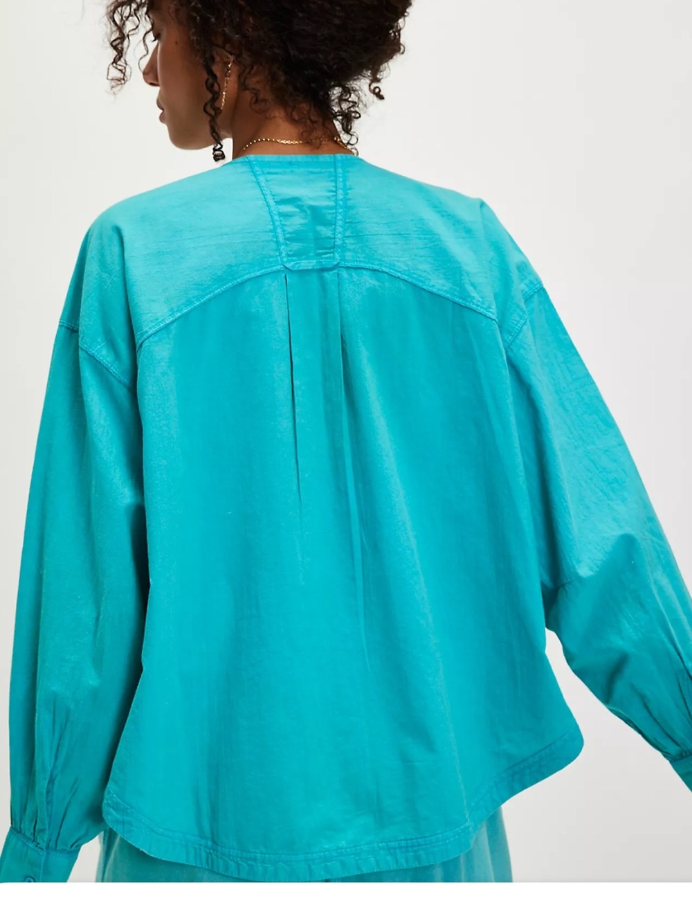 87ZZ.NWT Free people Golden Hour House Shirt Turquoise   Shirt oversized - Picture 2 of 4